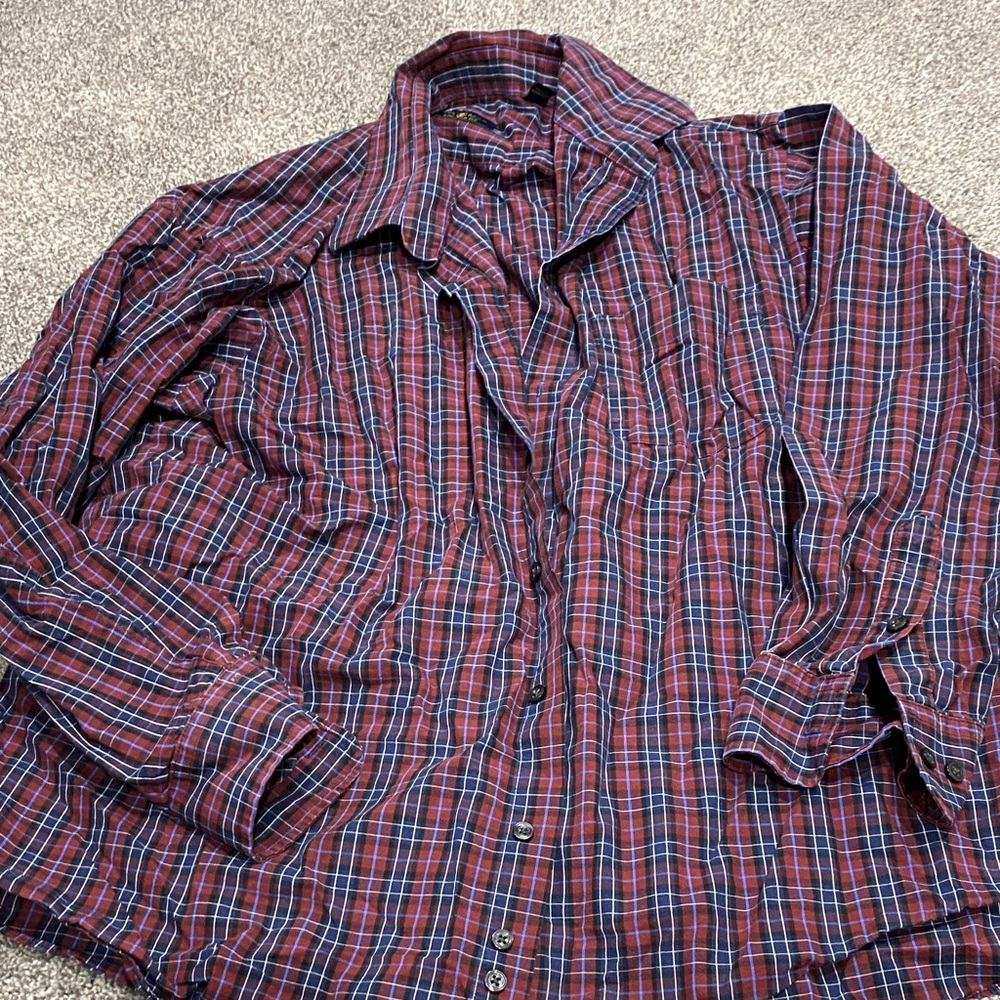 Club Room Red and Blue Plaid Casual Button Down Shirt